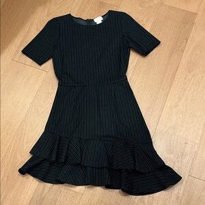 love...ady Black Striped Kids Dress with Ruffle Hem